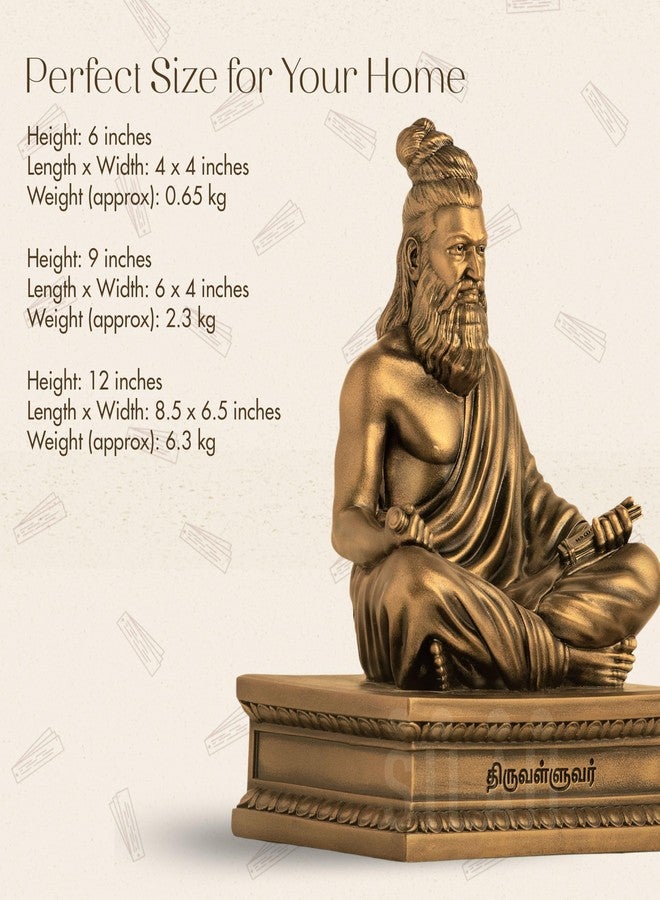 SILAII Thiruvalluvar Sculpture - 6 Inch, Antique Bronze Colour - Image 4